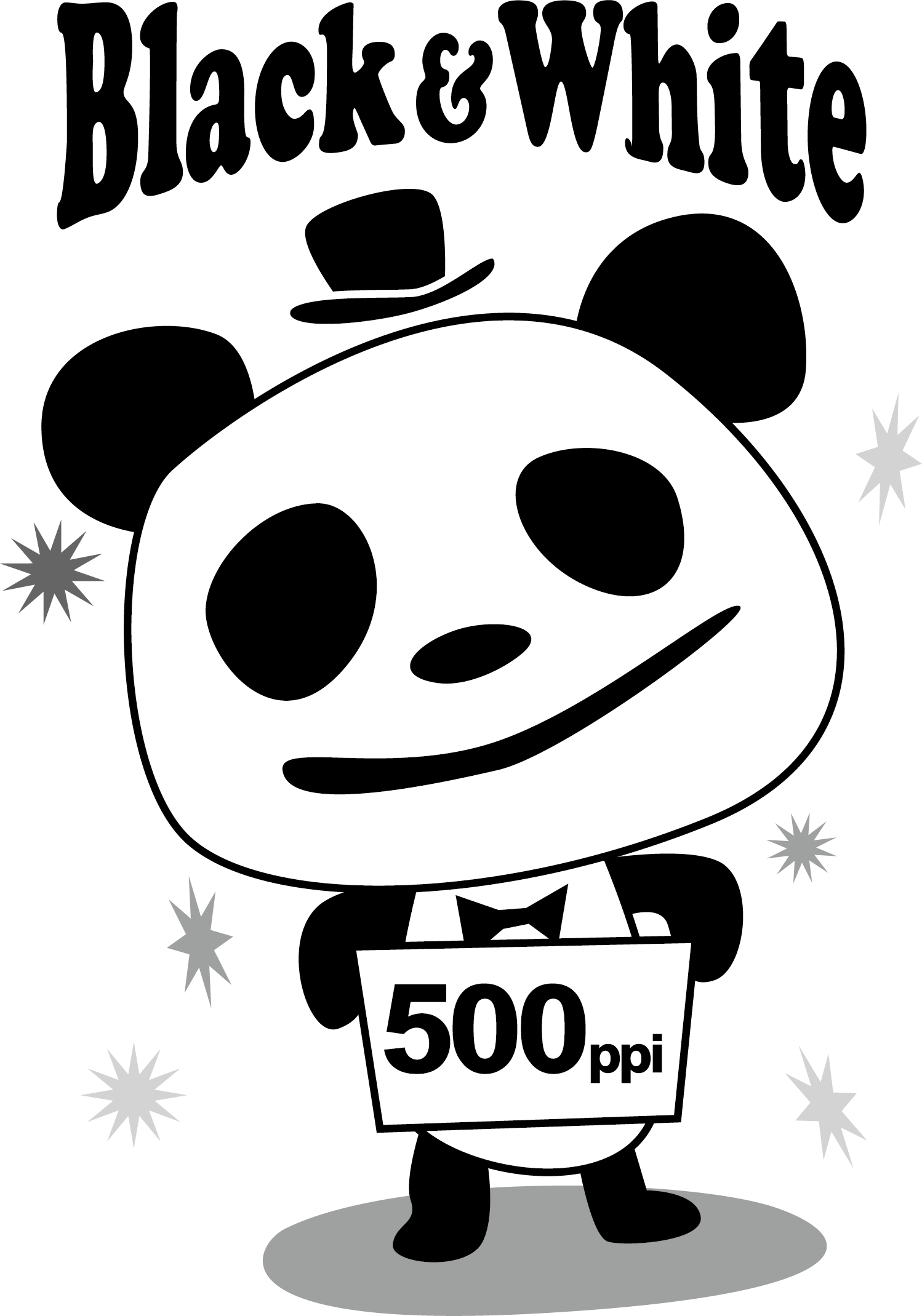 パンダの白黒図。500ppiと記されている